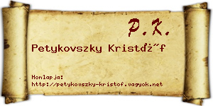 Petykovszky Kristóf névjegykártya